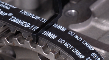 Timing belt measuring for wet timing system