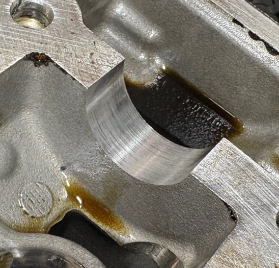 condition of the camshaft bearings in wet timing system