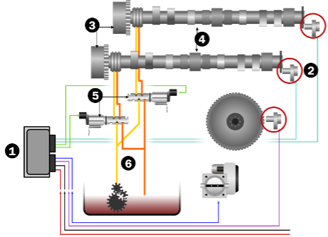 Componentes principales de un sistema VVT